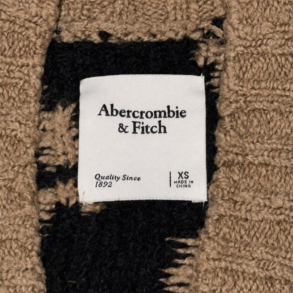 Abercrombie & Fitch Cardigan Womens XS Tan Black Leopard Wool Blend Open Front - Picture 5 of 8